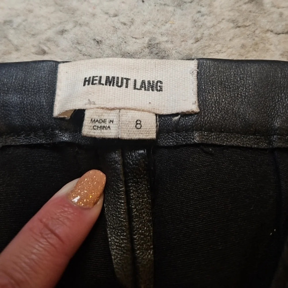 Helmut Lang Black Leggings High-Waisted Form-Fitting Leather-Like Pants - Picture 9 of 16